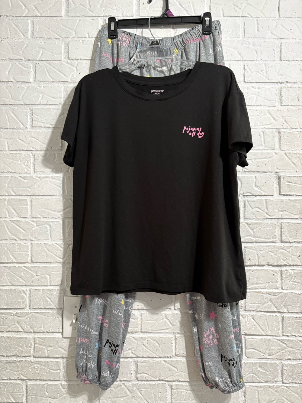 Women's Black 'Pajamas All Day' Short Sleeve Pajama Set